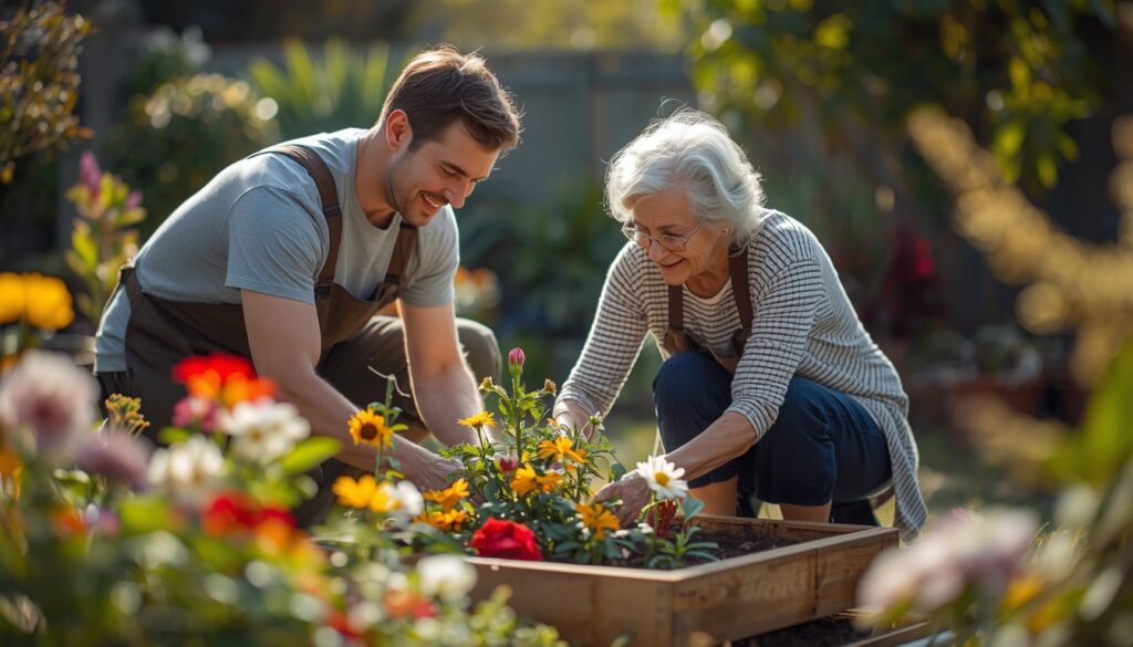 Gardener helping an elderly Sydney resident with home garden support under CHSP