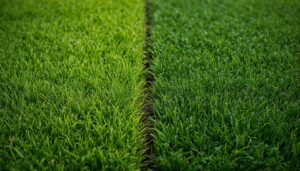 Comparison of natural turf grass and synthetic artificial grass in a Sydney backyard